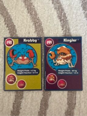 5/$25 1999 Burger King PokéTrivia Promo Card #98 Krabby #99 Kingler